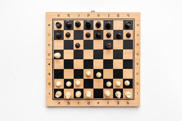 Winner of game concept. Chess pieces battle on chessboard