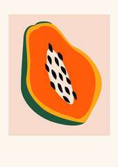 Papaya fruit abstract illustration poster.