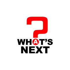 what's next sign on white background	