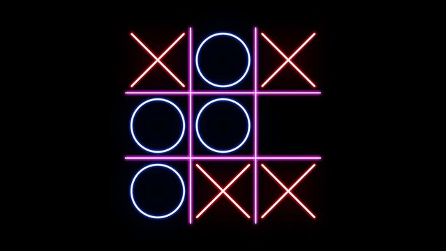 Glowing neon line tic tac toe game icon isolated Vector Image