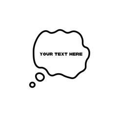 Simple speech bubble or bubble talk black icon on white. Template for advertising. Flat isolated symbol, sign for: illustration, pictogram, mobile, app, emblem, design, web, dev, ui, ux. Vector EPS 10