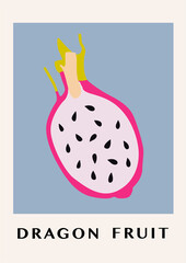 Dragon Fruit abstract illustration poster. Pitaya fruit.  