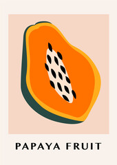 Papaya fruit abstract illustration poster.