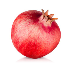 one whole pomegranate on a white isolated background