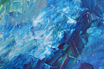 Abstract acrylic textured background on the canvas. Modern painted background. Blue and purple smears.