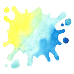 blue and yellow color water splash watercolor banner illustration for decoration on summer holiday concept.