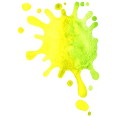 light green and yellow color water splash watercolor banner illustration for decoration on summer and hot weather concept.