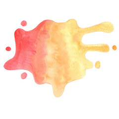 Red and orange color water splash watercolor banner illustration for decoration on summer and hot weather concept.