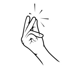 Snap of fingers, easy hand gesture, piece of cake sign, easily fingers click, elementary way done icon, vector