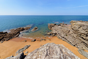 Rocky beach in Pornic coast