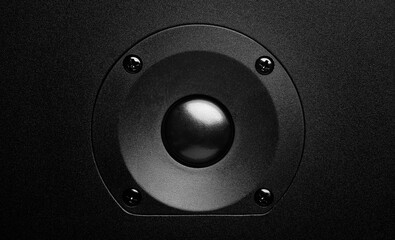 High-frequency sound speaker close-up on a dark background.