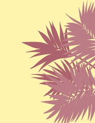 vector illustration of palm leaves in pink color