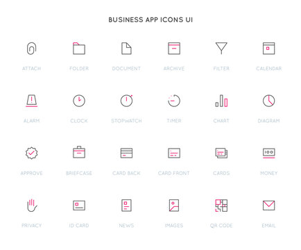 Business User Interface (UI) Vector Icon Set. High Quality Minimal Lined Icons.