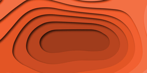 Luxury orange abstract papercut background with 3d geometry circles. Orange paper cut banner with 3D slime abstract background.