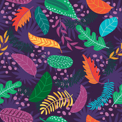 background with tropical plants, flowers and leaves. seamless pattern. vector image. for printing on fabrics, paper cups, wrapping paper, phone cases. 