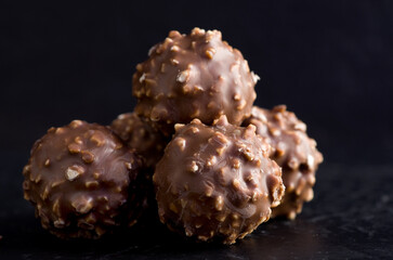 Macro Image of Delicious Chocolate and Nuts Balls