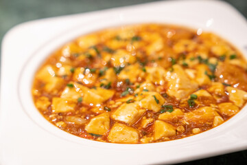 Mapo bean curd, a traditional dish from Sichuan, China