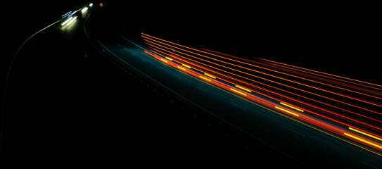 lights of cars with night. long exposure