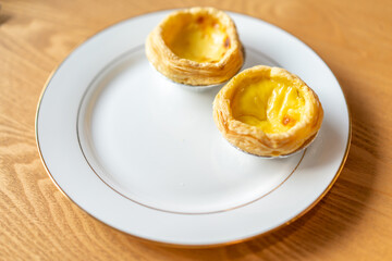 A plate of delicious egg tarts