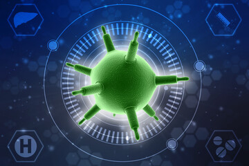 3d rendering Virus bacteria cells in digital background, Medical and Healthcare background