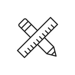Pencil and ruler in graphic design icon. High quality black vector illustration..