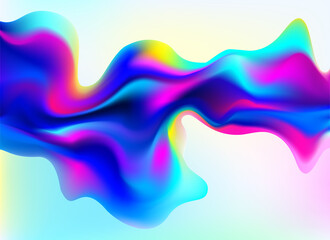 Abstract liquid holographic gradient shape. 3D Vector design element.