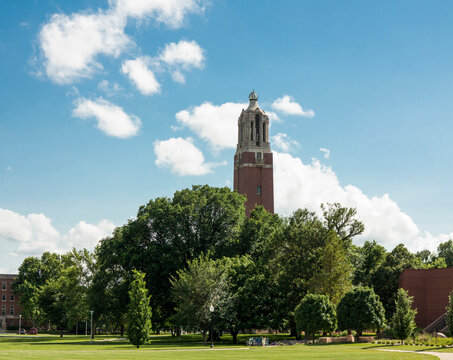 The Campanile tower stands over the ground of South Dakota State University, or SDSU.