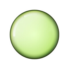 Glass green ball or precious pearl. Glossy realistic ball, 3D abstract vector illustration highlighted on a white background. Big metal bubble with shadow