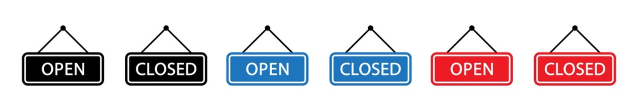 Open and closed sign set icon vector illustration
