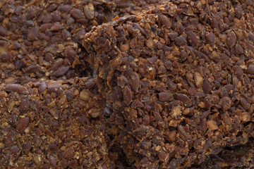 close up of brown flax seeds