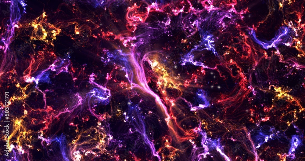 Wall mural abstract view from space on a galaxy with stars. red wallpaper, the universe is filled with nebulae 