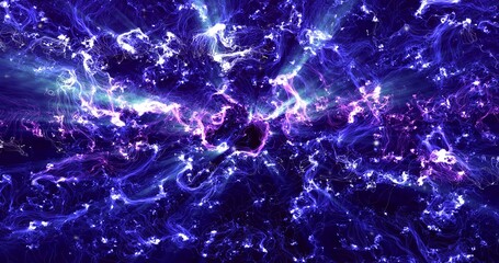 Abstract View from space on a galaxy with stars. blue wallpaper, the universe is filled with...