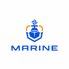 marine ship logo design. Vector illustration of ship and anchor . modern logo design vector icon template
