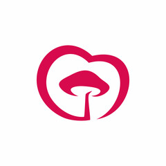 mushroom logo design. Vector illustration of mushroom and love. modern logo design vector icon template
