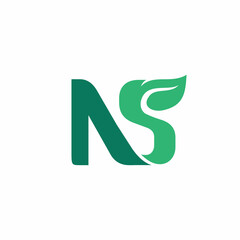 nature logo design. Vector illustration of letter ns and leaf. modern logo design vector icon template
