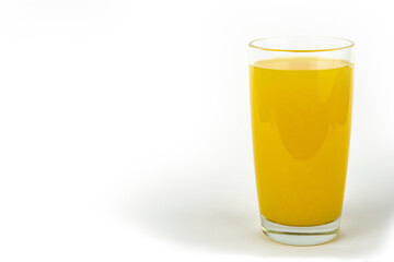 single glass of orange juice isolated on white background