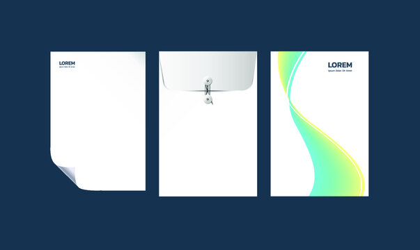 Corporate identity branding template set with a minimalistic design blue and yellow gradient theme vector illustration.