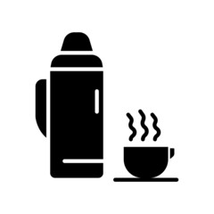 Hot water thermos and coffee cup icon vector. Hot drink. Solid icon style, Glyph. simple design editable. Design simple illustration
