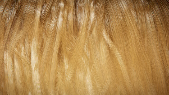 Blonde hair strands. Computer-generated image