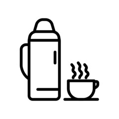 Hot water thermos and coffee cup icon vector. Hot drink. line icon style. simple design editable. Design simple illustration