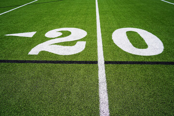 Football field stadium 20 yard line.
