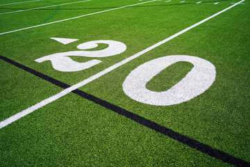 Football field stadium 20 yard line.