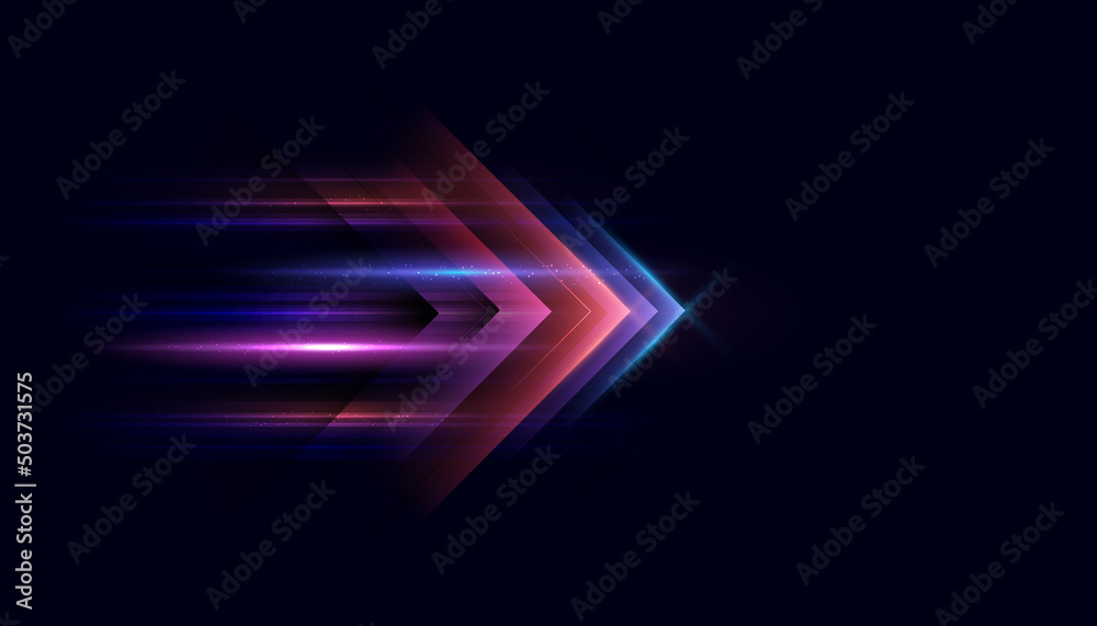 Wall mural Modern abstract high-speed arrows light effect movement. Technology futuristic dynamic motion for banner or poster design background concept.