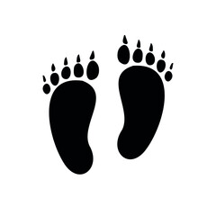 Vector hand drawn yeti Bigfoot foot prints isolated on white background - obrazy, fototapety, plakaty