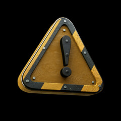 3D Alert Warning Symbol Icon Isolated on Black Background