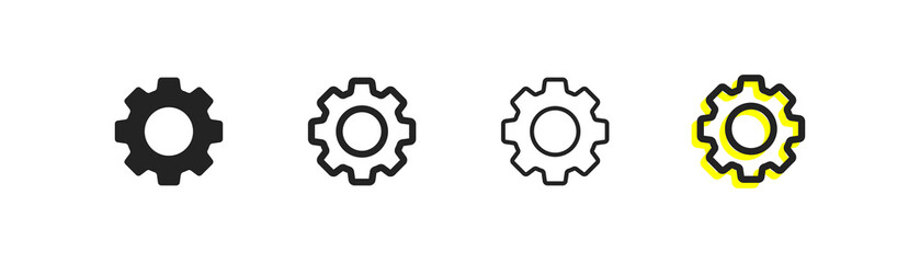 Fototapeta Black settings icon. Cogwheel symbol. Gear wheel vector linear icon for use in any purpose. obraz