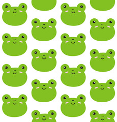 Fototapeta na wymiar Vector seamless pattern of flat hand drawn frog face head isolated on white background