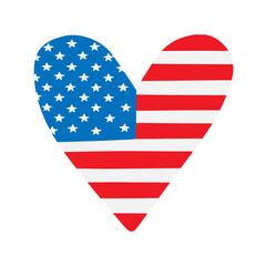 Vector hand drawn doodle sketch American flag heart isolated on white background