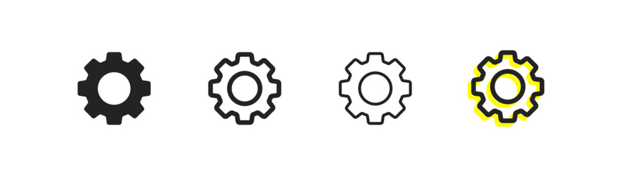 Black settings icon. Cogwheel symbol. Gear wheel vector linear icon for use in any purpose.