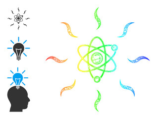 Fototapeta premium Rainbow colorful wire frame quantum radiation. Hatched carcass flat network abstract symbol based on quantum radiation icon, is made with intersected lines. Colorful network icon.